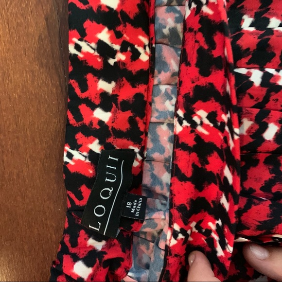 LOQUII midi circle skirt red black print - Picture 2 of 3